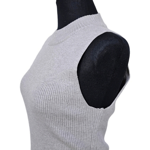 Rag & Bone Alanna Merino Wool Blend Ribbed Knit Sleeveless Sweater Gray Medium - Picture 6 of 11